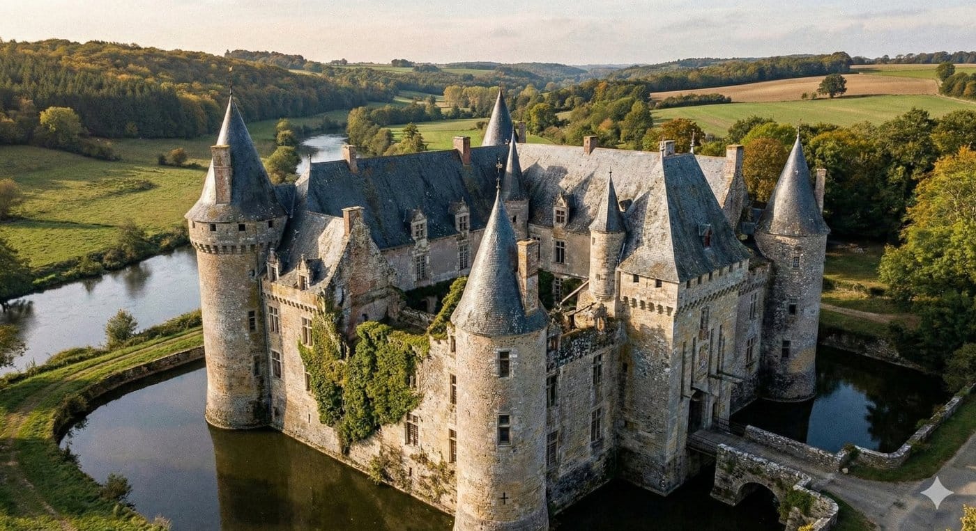 Château et bâtiment ancien en pierre, restauration du patrimoine